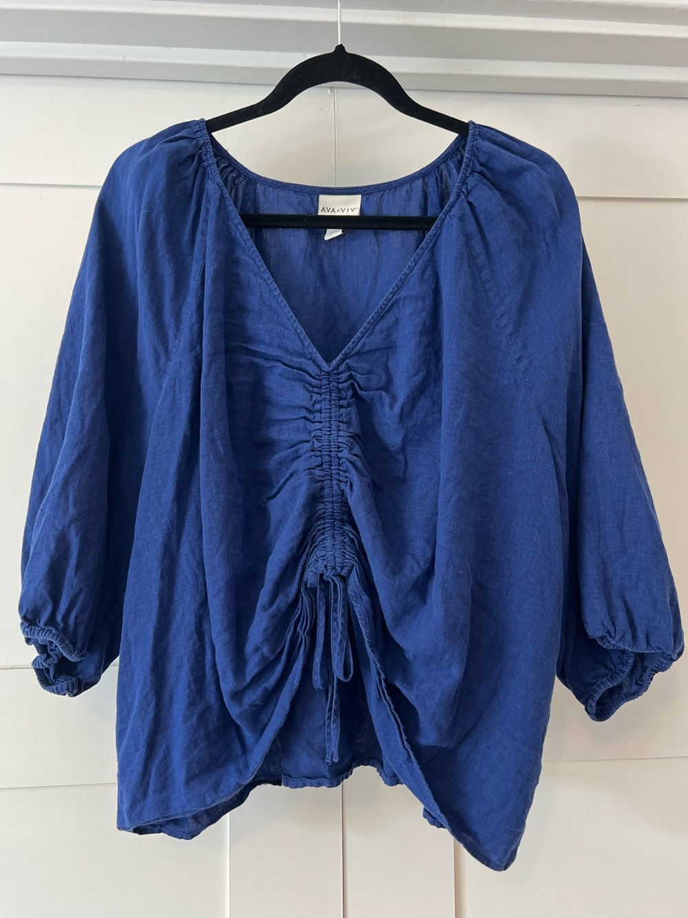 Royal blue Ava & Viv linen blouse plus size 2X